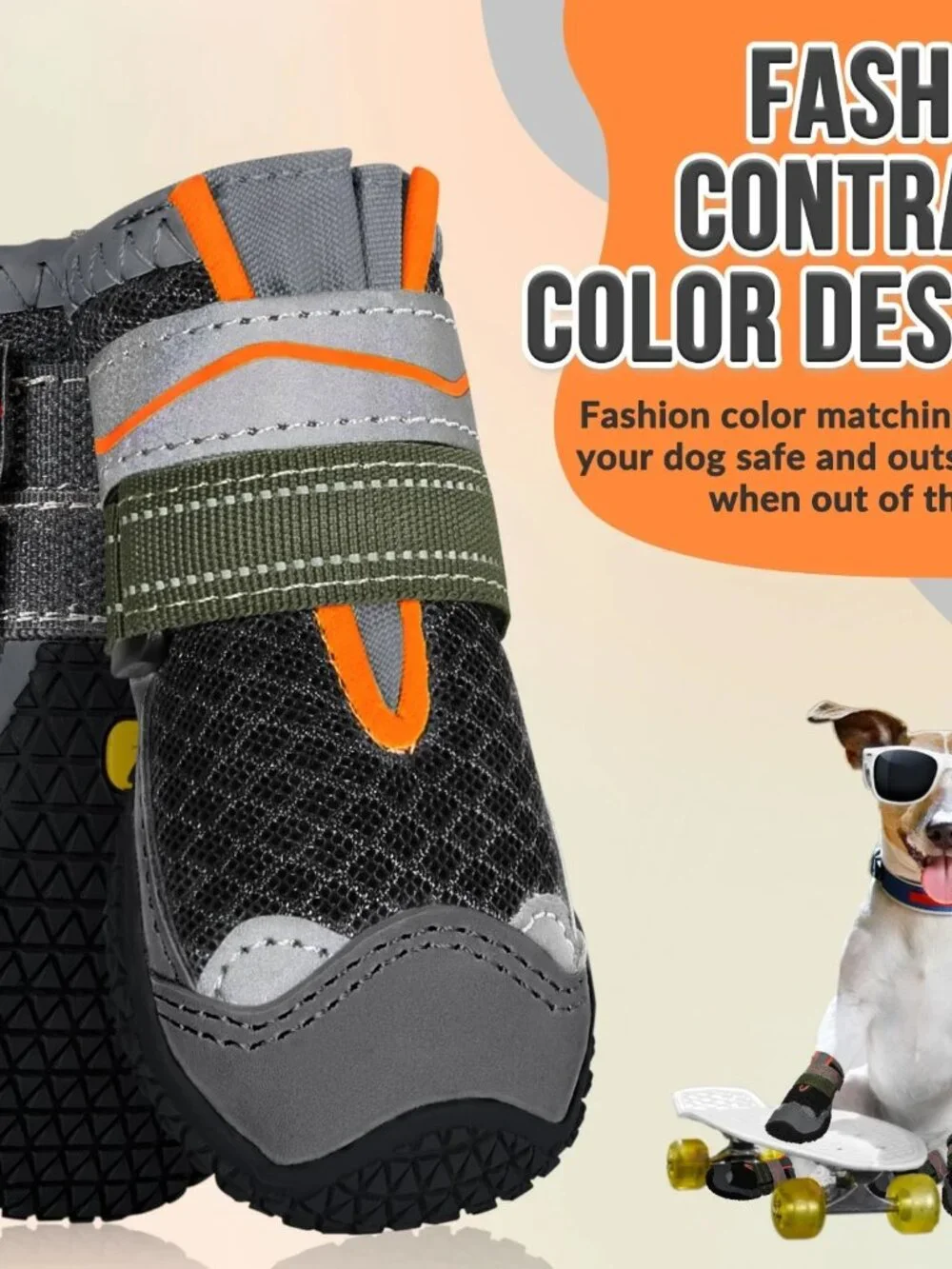 NEW Breathable Dog Boots 4PCS Reflective Strip Paw Protector Size 52-68lbs
